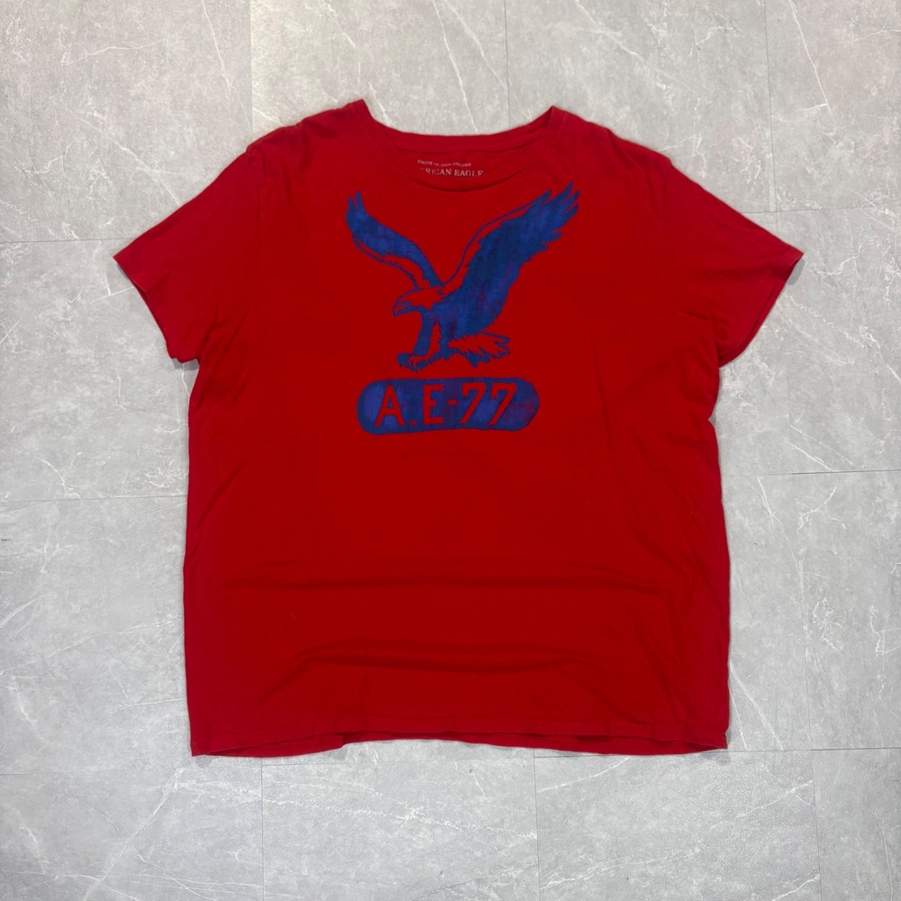 American Eagle Outfitters Mens XXL Red Graphic Eagle Logo T-Shirt Athletic Fit